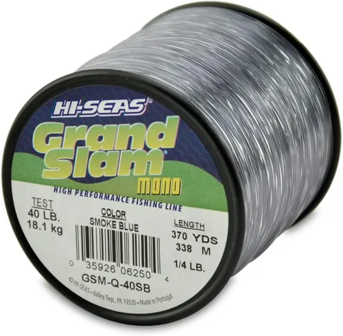 Miniatura 24 de HI-SEAS Línea de pesca de monofilamento Grand Slam - Fuerte y resistente a la abrasión en transparente, rosa, verde, azul humo, amarillo Azul ahumado