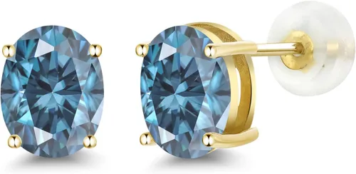 Miniatura 332 de Gem Stone King Aretes de oro de 14 quilates con piedra natal ovalada de 0.315 x 0.236 in Aretes de oro para mujer