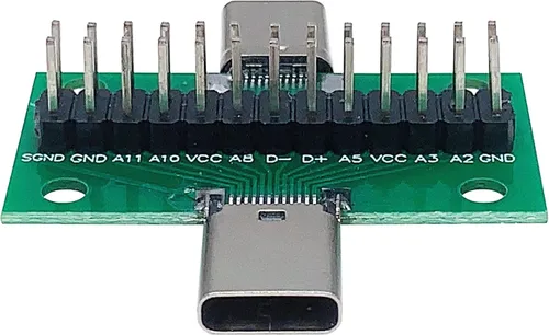 Miniatura 6 de 2 unids USB 3.1 Tipo-C macho a hembra placa de prueba con placa PCB 24 pines 0.100 in enchufe de doble cara con conector de cabeza de pin