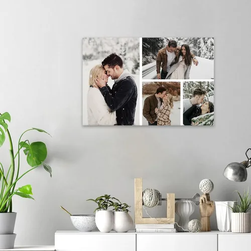 Miniatura 2 de DOARTDO Lienzo fotográfico personalizado con 4 collage de fotos múltiples, arte de pared personalizado para familia, niños, bebés, mascotas, marco
