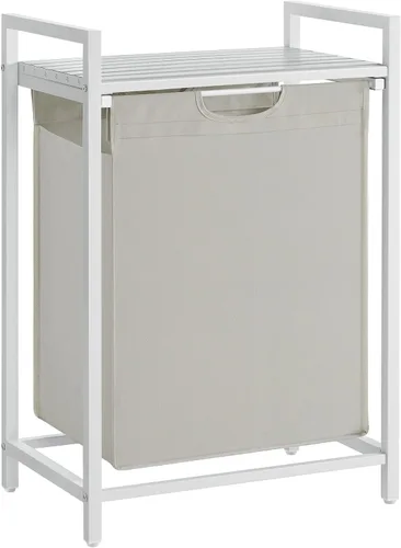 VASAGLE Cesta de lavandería, cesta de ropa, clasificador de ropa con bolsa extraíble y removible, estante, estructura de metal, 17.2 galones (65 L),