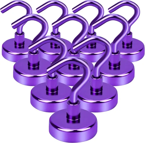 Miniatura 9 de Diymag Ganchos magnéticos, resisten 80 lb, 20 unidades, neodimio de tierras raras fuertes para colgar, colgador magnético para cortina, hogar, Negro