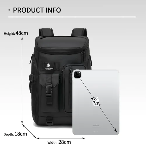 Miniatura 2 de Kalesi Mochila Bolsa de Lona para Gimnasio 4 Vías Impermeable con Compartimento para Zapatos para Viaje Deporte Senderismo Laptop, 02-Negro