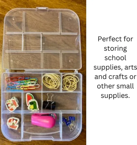 Miniatura 3 de Caja de almacenamiento, plástico, multifuncional, 9 compartimentos con tapa para artes, manualidades, escuela, suministros para el hogar.