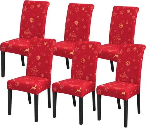 Miniatura 26 de FORCHEER Juego de 6 fundas para sillas de comedor, fundas elásticas para sillas de cocina, 6 piezas, fundas para silla Parson, paquete de 6, Flores