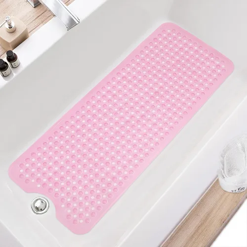 Miniatura 8 de TEESHLY - Alfombra para bañera y ducha, antideslizante de 40 x 16 pulgadas, tamaño extralargo y lavable a máquina, con orificios de drenaje y Negro