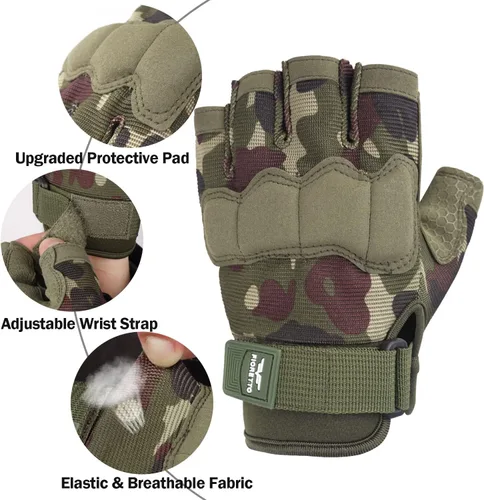 Miniatura 2 de FIORETTO Guantes sin dedos, guantes de medio dedo para conducción, ciclismo, tiro, caza, motocicleta, escalada, trabajo al aire libre 215801