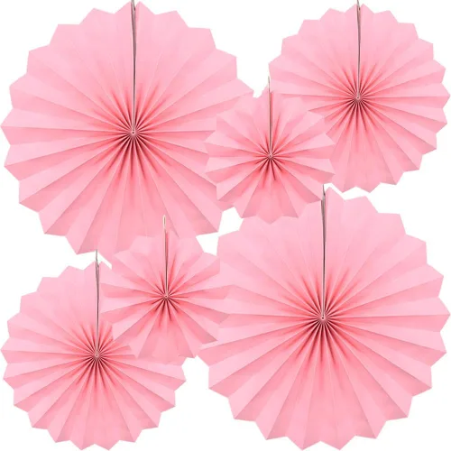 Miniatura 13 de CEEYSEE Paquete de 6 abanicos de papel colgantes redondos para decoración de fiestas, cumpleaños, bodas, eventos de graduación (azul/SLANS)