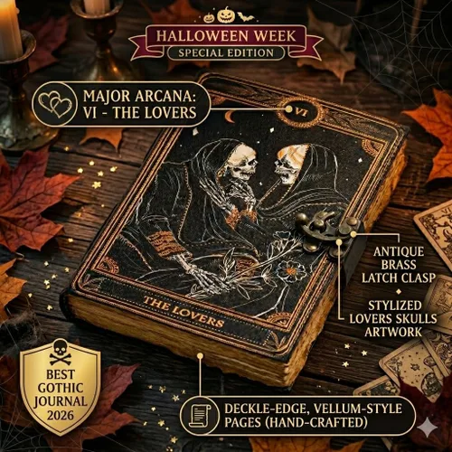 Miniatura 4 de C CUERO Libro de hechizos Diario de cuero con borde deckle de papel Grimorio impreso diario de los amantes del tarot, cuaderno de tarot en espiral
