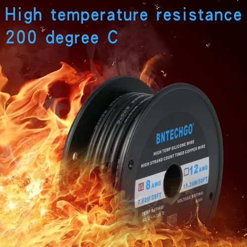 Miniatura 5 de Bntechgo 8 alambres de silicona suave y flexible, silicona resistente a altas temperaturas, altamente eficiente 8 AWG calibre, 1650 hilos de alambre