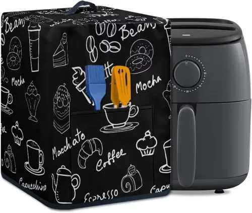 Miniatura 43 de Air Fryer Oven Dust Cover with Handle and Pocket, Easy Cleaning Electric Appliance Cover, Brown Flower Flor marrón (Brown Flower)