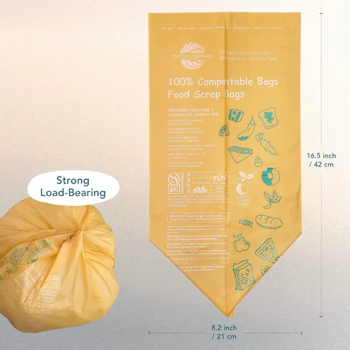 Miniatura 4 de Bolsas de basura compostables, 2.6 galones, 9.84 litros, 200 unidades, extragruesas, desechos de alimentos, pequeñas bolsas de basura de cocina, US