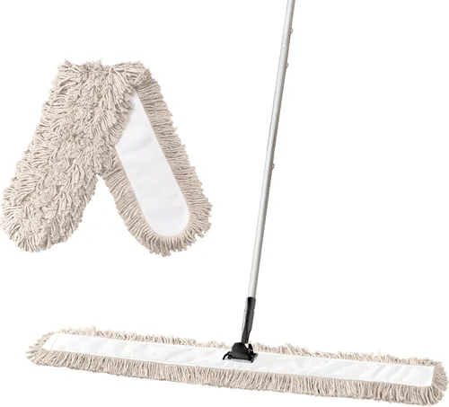 Miniatura 8 de ARTIPOLY Trapeador de polvo comercial de 41 pulgadas para limpieza de pisos, trapeador seco industrial con mango largo resistente, cabezal