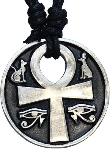 Joyería pagana Ankh Cruz de la vida Anubis Bastet Bast Eye of Ra Horus Amuleto de protección egipcia para hombres y mujeres, collar con dije de