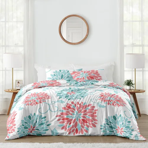 Miniatura 8 de Sweet Jojo Designs Juego de edredón individual de 2 piezas (flores de ciervos del bosque) para niñas, niños, ropa de cama para niños, cama en una