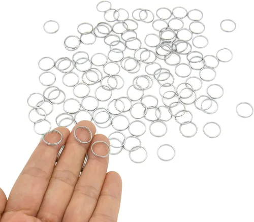 Miniatura 13 de 200 piezas de mini anillo de salto dividido de 0.394 pulgadas con doble bucles, pequeños anillos redondos de metal negro, conectores para hacer