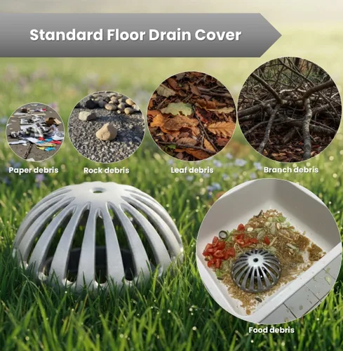 Miniatura 5 de Leyso Cubierta de drenaje de suelo de cúpula de aluminio resistente y colador de drenaje, cubierta de drenaje extraíble para exteriores, colador