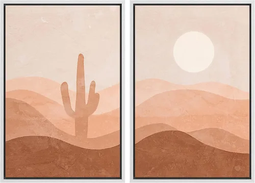 Miniatura 105 de IDEA4WALL - Set de lienzos enmarcados para pared, diseño tropical, selva, hoja de plátano, guepardo rosa, gato, naturaleza, desierto, arte digital