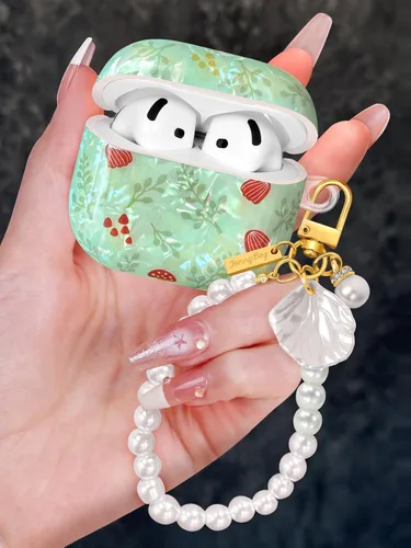 Miniatura 25 de Funda para AirPods Pro/Pro 2 con llavero de perlas, diseño de concha con purpurina para niñas, bonita y elegante funda Kawaii para Apple
