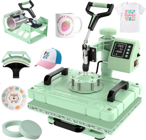 Máquina de prensa de calor Slendor 12x15 pulgadas, máquina de prensado digital de 360 grados 5 en 1 para camisetas, tazas, sombreros, placas,