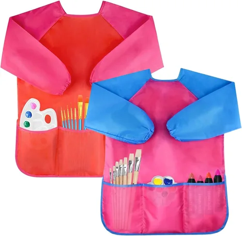 Miniatura 11 de Bassion Kids Art Smock, Toddlers Painting Aprons Colorful Waterproof Children Artist Smock Age 2-8 Years Gifts