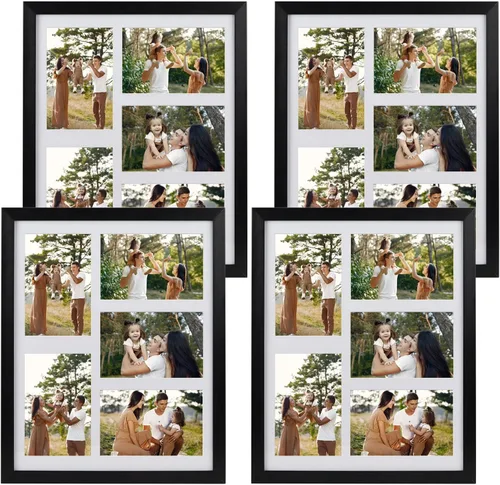 Miniatura 10 de PHAREGE Marco de fotos de 5 aberturas de 4 x 6 pulgadas, color negro, marco para póster de 11 x 14 pulgadas, para fotos familiares de boda