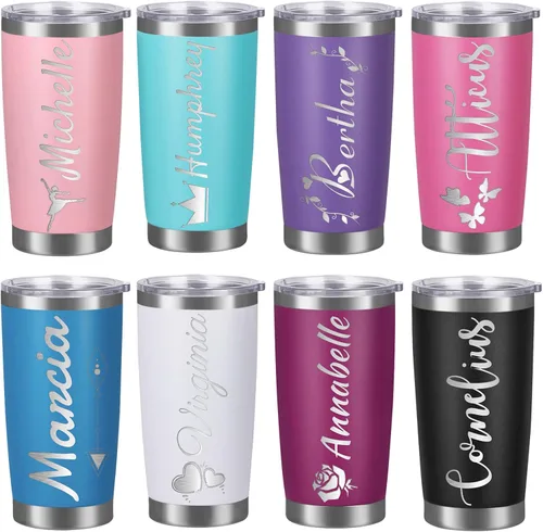 Miniatura 3 de Vasos personalizados con nombres, tapas y pajitas, tazas de viaje grabadas con láser personalizadas de 20 onzas, vasos aislados personalizados