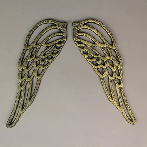 Miniatura 7 de Zeckos Escultura de pared de corazón y alas de ángel de metal galvanizado rústico galvanizado, decoración artística colgante para baños, dormitorios