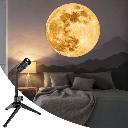 Miniatura 9 de Proyector de Luz Nocturna de Luna Sin Decoloración, Lámpara de Luna con Alimentación USB, Proyector de Luz Nocturna de Ambiente Romántico para Luna