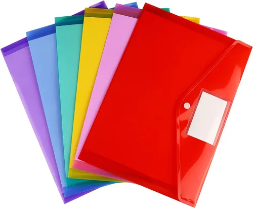 Miniatura 6 de Paquete de 6 carpetas transparentes para documentos, sobres de plástico, sobres de polietileno, sobres para archivos con bolsillo para etiquetas y 6
