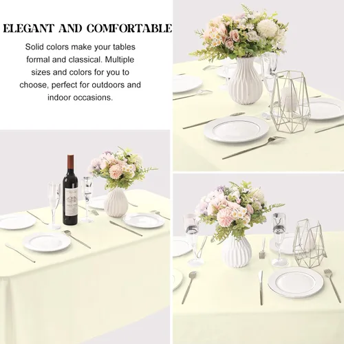 Miniatura 3 de Paquete de 4 manteles rectangulares para mesas de 6 pies, lavables, de poliéster, para bodas, mesas de comedor, fiestas, banquetes