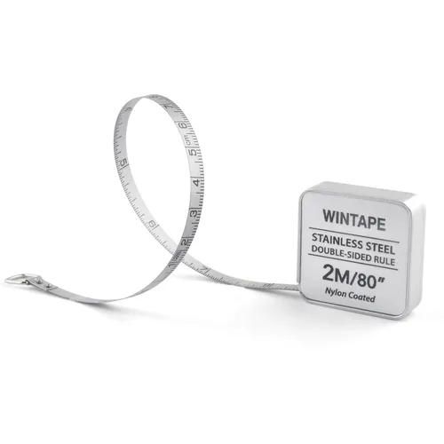 Miniatura 8 de Cinta métrica pequeña de aleación de aluminio, mini cinta métrica retráctil de doble cara 80 pulgadas/2 M, cinta métrica plateada