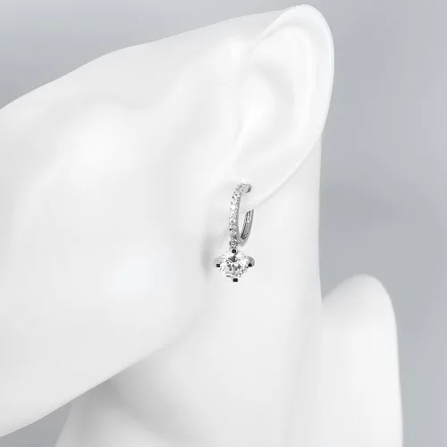 Miniatura 5 de Aretes de gancho de cristal vidriante de plata y oro de 18 quilates