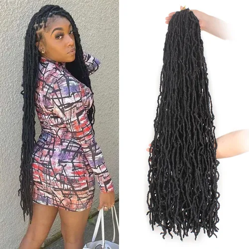 Leeven Rastas de ganchillo sintéticas suaves de 30 pulgadas, 7 paquetes de trenzas de ganchillo color negro natural, estilo bohemio, extensiones de