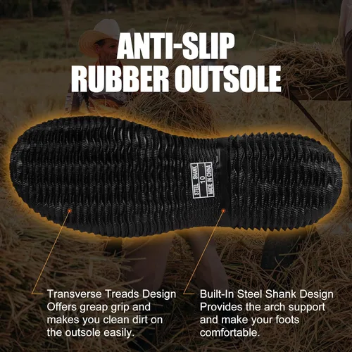 Miniatura 5 de Botas de goma para hombre con vástago de acero, botas de lluvia aisladas de neopreno de 0.236 pulgadas, botas de trabajo de goma impermeables a