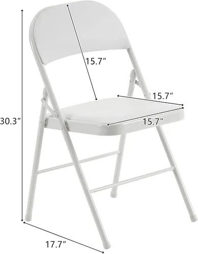 Miniatura 3 de Karl home Paquete de 12 sillas plegables blancas con asientos acolchados para exteriores e interiores, asiento comercial apilable portátil con marco