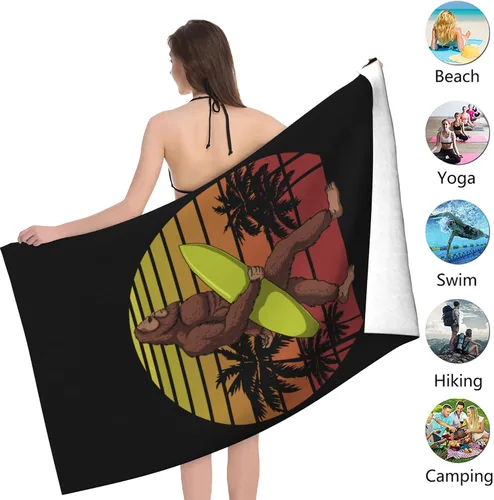 Miniatura 2 de Bigfoot Holding a Surf Board - Toalla de playa de microfibra de 32 x 52 pulgadas, toallas de baño grandes para niños y adultos, toalla absorbente