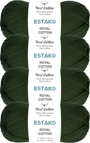 Miniatura 7 de Estako Algodón Royal, 100% hilo de algodón giza mercerizado, suave, súper fino 1 para ganchillo y tejer, 1.76 onzas (50g) / 137 yardas (125m)