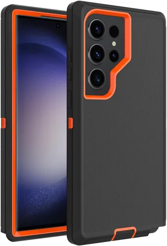 Miniatura 11 de Funda para Galaxy S21, Funda Resistente de Grado Militar Resistente a los Golpes y a Prueba de Caídas para Samsung Galaxy S21, Negro+Naranja Negro