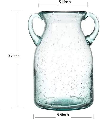 Miniatura 2 de Sunkey - Jarrón de cristal para decoración del hogar, Vidrio, Azul, M