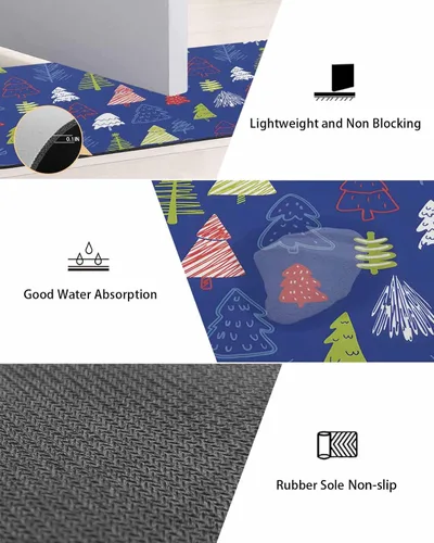 Miniatura 3 de Tapete de baño azul para árbol de Navidad, antideslizante, de secado rápido y absorbente, tierra de diatomeas, fregadero, dormitorio, cocina