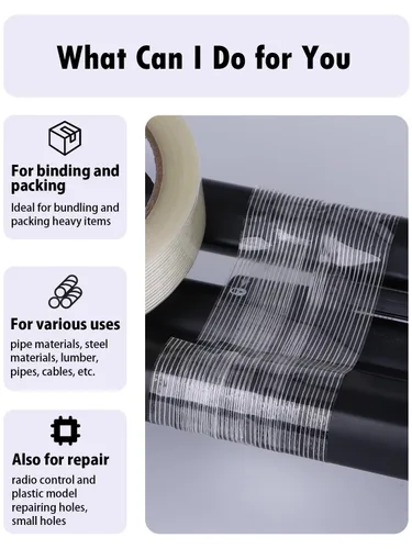 Miniatura 3 de Cinta de fleje de filamento mono de 1/2 pulgada, cinta de filamento reforzada resistente, embalaje reforzado de fibra de vidrio transparente