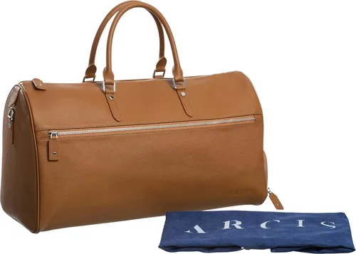 Miniatura 9 de Bolsa de viaje de piel auténtica con compartimento para zapatos, bolsa de fin de semananoche, bolsa de mano, Marrón