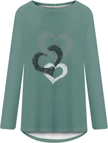 Miniatura 3 de Túnicas o tops para mujer para llevar con leggings, manga larga, ajuste holgado, ropa de otoño, cuello redondo, degradado, cómodas, blusas 02 Verde