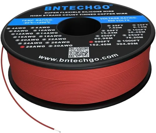Miniatura 8 de BNTECHGO Carrete de alambre de silicona de calibre 28 rojo 250 pies Flexible 28 AWG alambre de cobre estañado trenzado