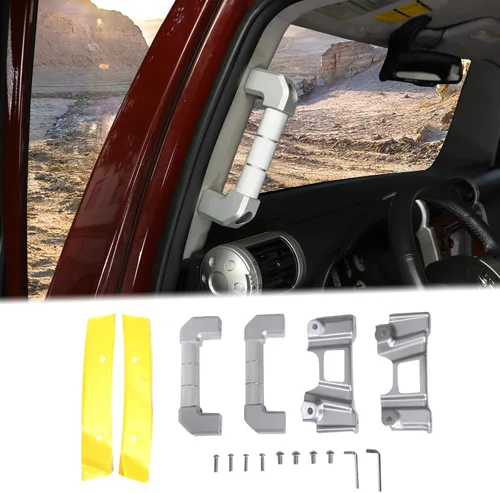 Miniatura 9 de Kit de repuesto de mango de agarre de pilar A para automóvil compatible con Toyot@ FJ Cruiser 2007-2021, mango de aleación de aluminio para Negro