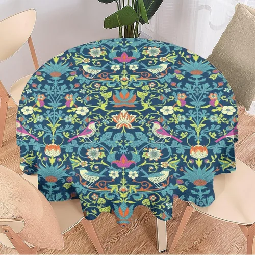 Miniatura 217 de Mantel Floral Retro de Pájaros, Diseño Original Bohemio William Morris Estampado Cubierta de Mesa para Hogar Picnic Fiesta Comedor Cocina William