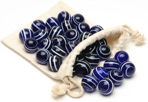 Wood Expressions Juego de 33 canicas de vidrio a rayas azul oscuro, repuesto para juegos de mármol, colección Vintage, 0.866 in, adultos mayores de
