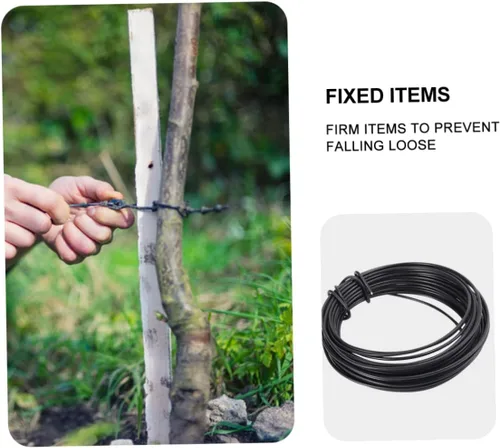 Miniatura 4 de Yardwe 32.8 ft de vid negro lazos de alambre de hierro flexible rollo de alambre de metal flexible para escalada marco de escalada al aire libre