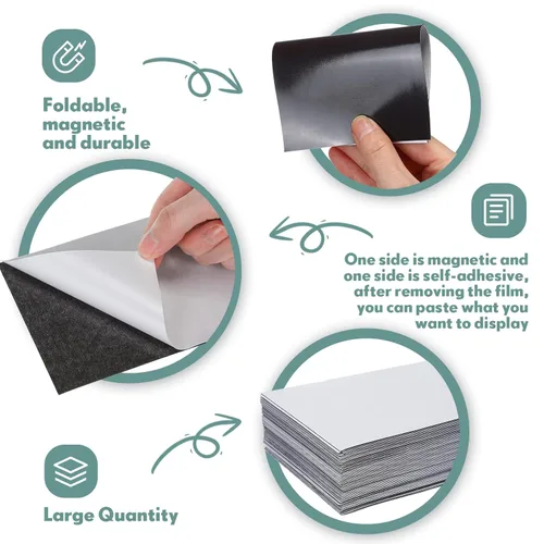 Miniatura 6 de Macarrie Hojas magnéticas adhesivas de 4 x 6 con parte trasera adhesiva, calcomanías de papel magnéticas cortables flexibles para despegar y pegar